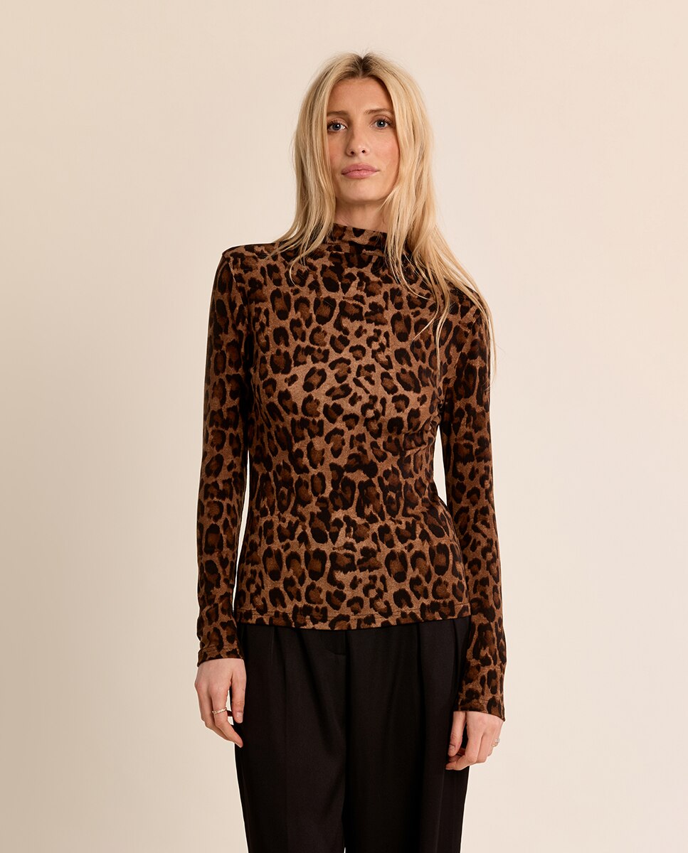 Jersey de mujer fino con estampado - Molly Bracken - Camel Camel-2