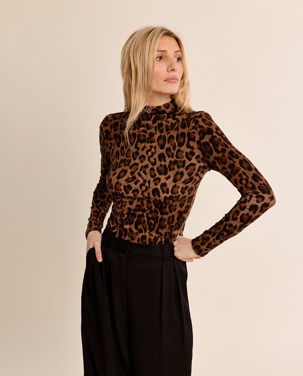 Jersey de mujer fino con estampado - Molly Bracken - Camel Camel-3