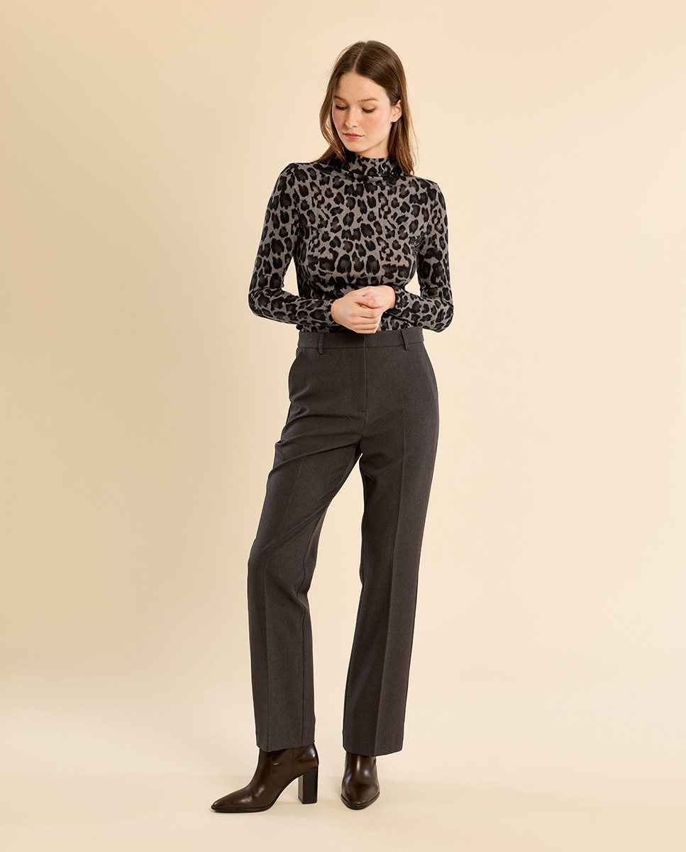 Jersey de mujer fino con estampado - Molly Bracken - Gris Gris-1