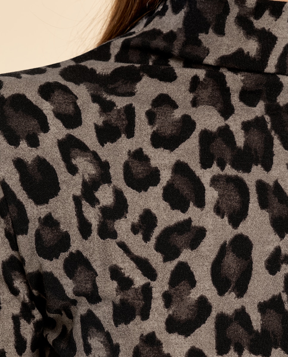 Jersey de mujer fino con estampado - Molly Bracken - Gris Gris-5