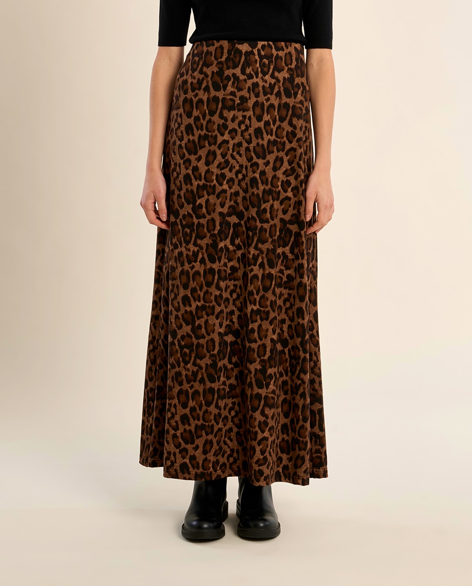 Falda larga estampado animal - Molly Bracken - Camel Camel-2