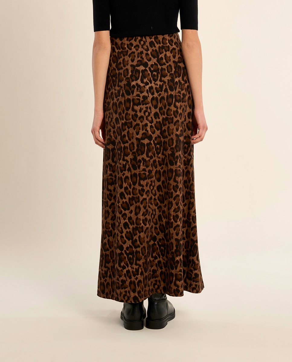 Falda larga estampado animal - Molly Bracken - Camel Camel-4