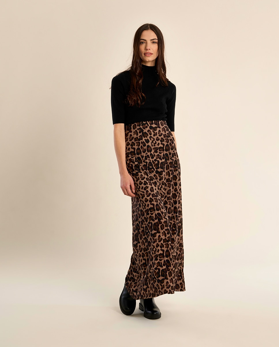 Falda larga estampado animal - Molly Bracken - Gris Gris-1