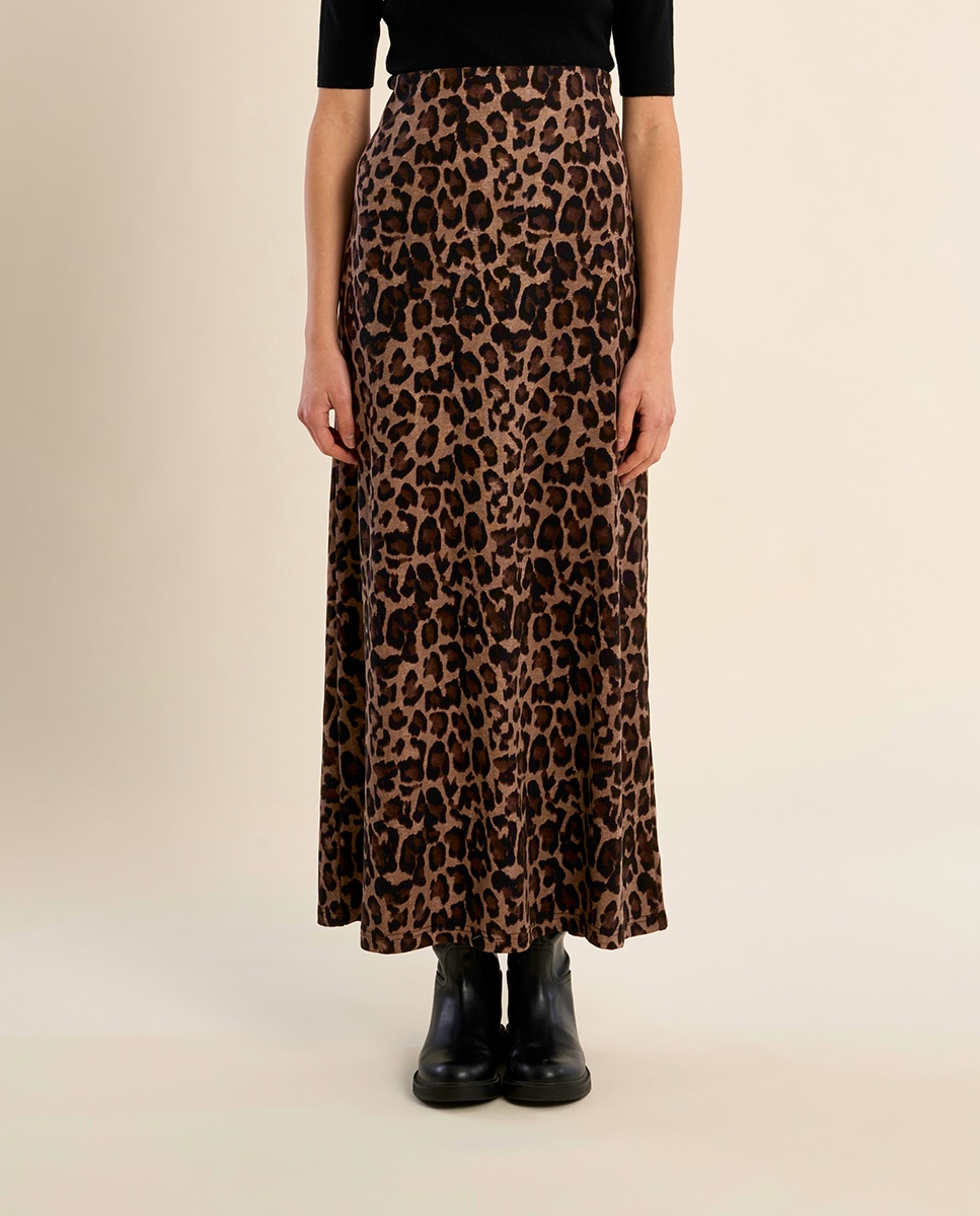 Falda larga estampado animal - Molly Bracken - Gris Gris-2