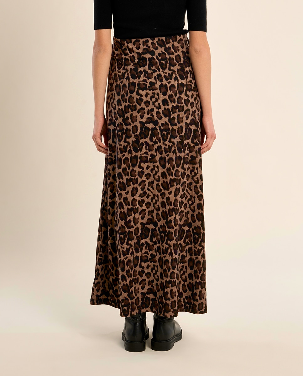Falda larga estampado animal - Molly Bracken - Gris Gris-4