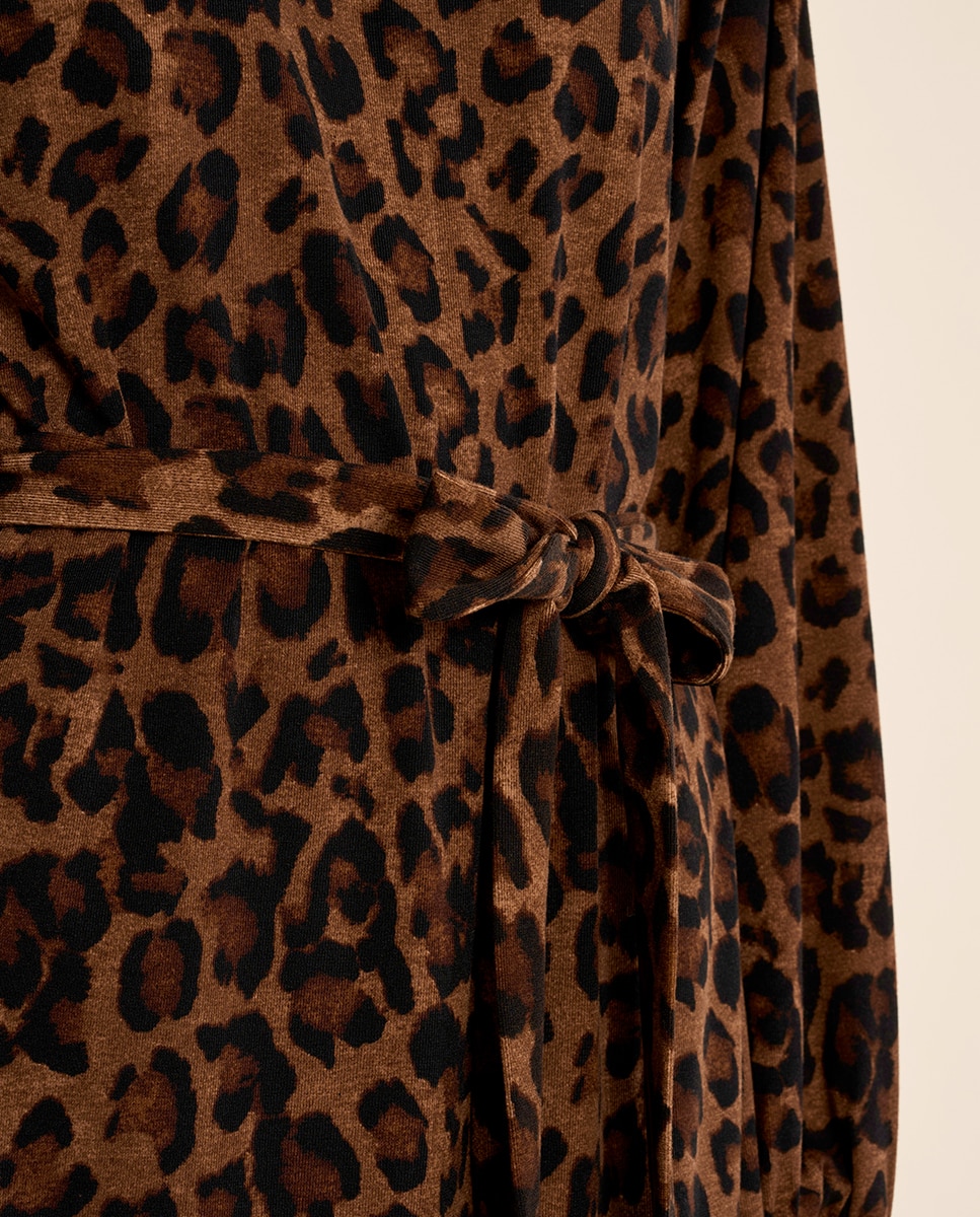 Vestido de manga larga con estampado y lazada - Molly Bracken - Camel Camel-5