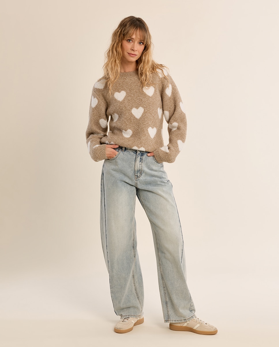 Jersey de mujer de manga larga con estampado - Molly Bracken - Beige Beige-1