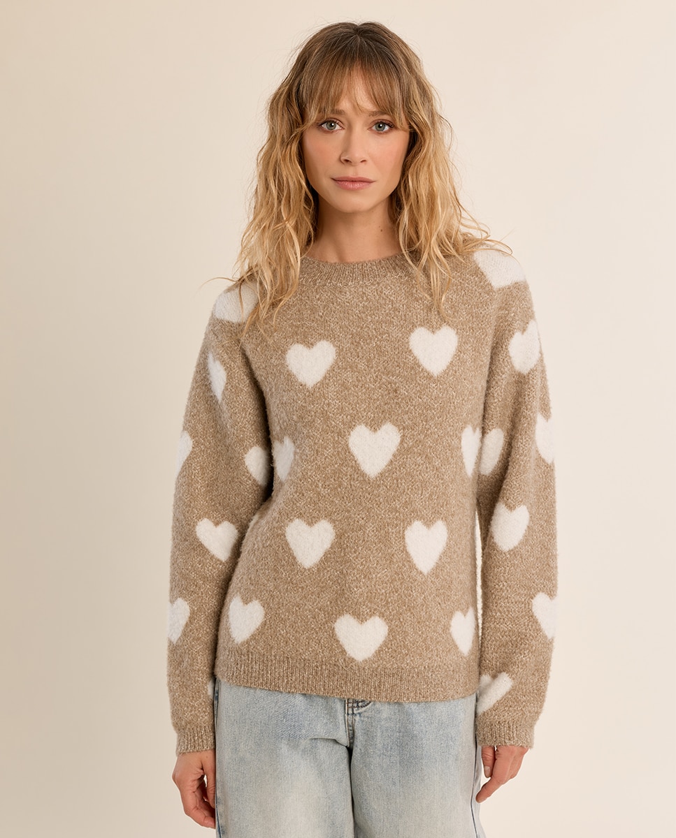 Jersey de mujer de manga larga con estampado - Molly Bracken - Beige Beige-2