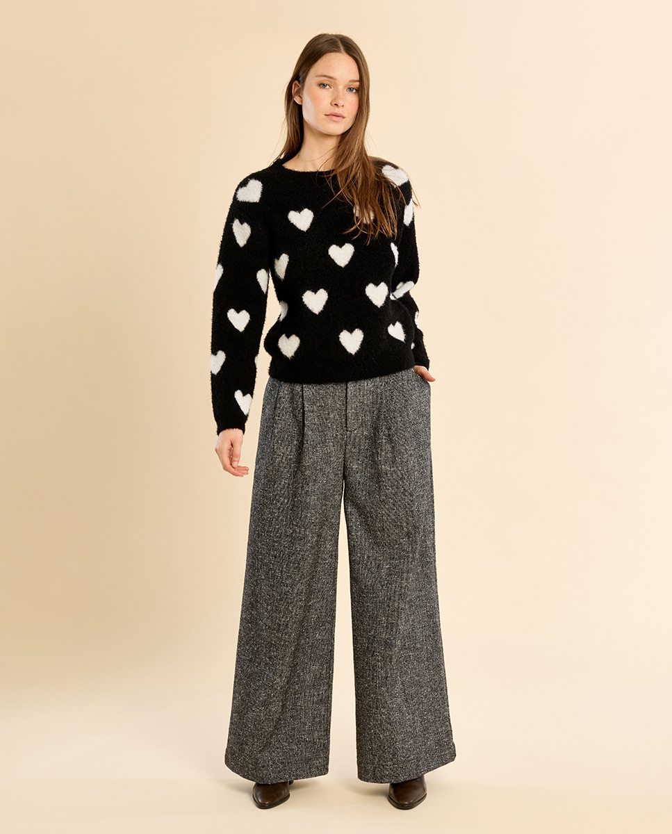 Jersey de mujer de manga larga con estampado - Molly Bracken - Negro Negro-1