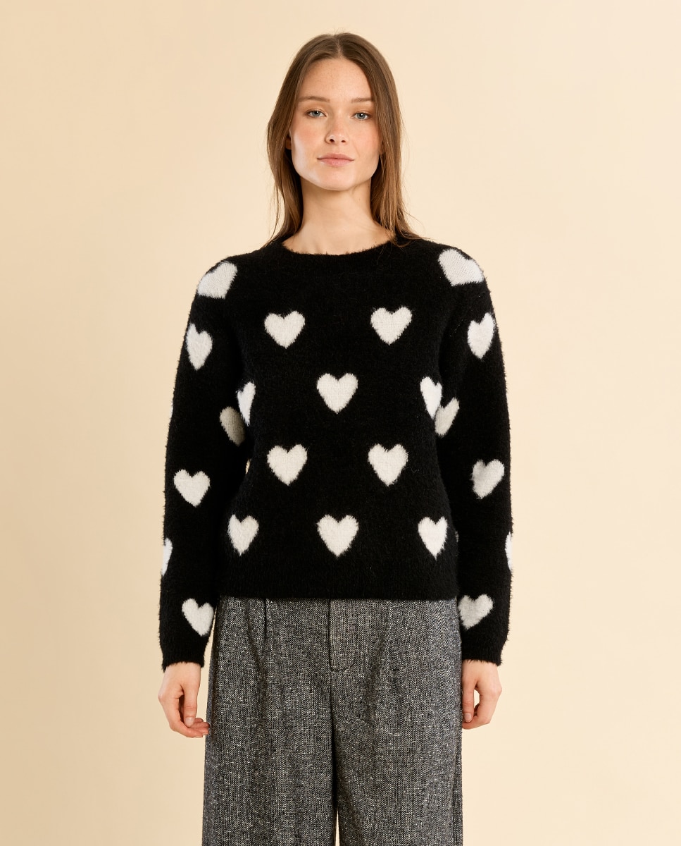 Jersey de mujer de manga larga con estampado - Molly Bracken - Negro Negro-2