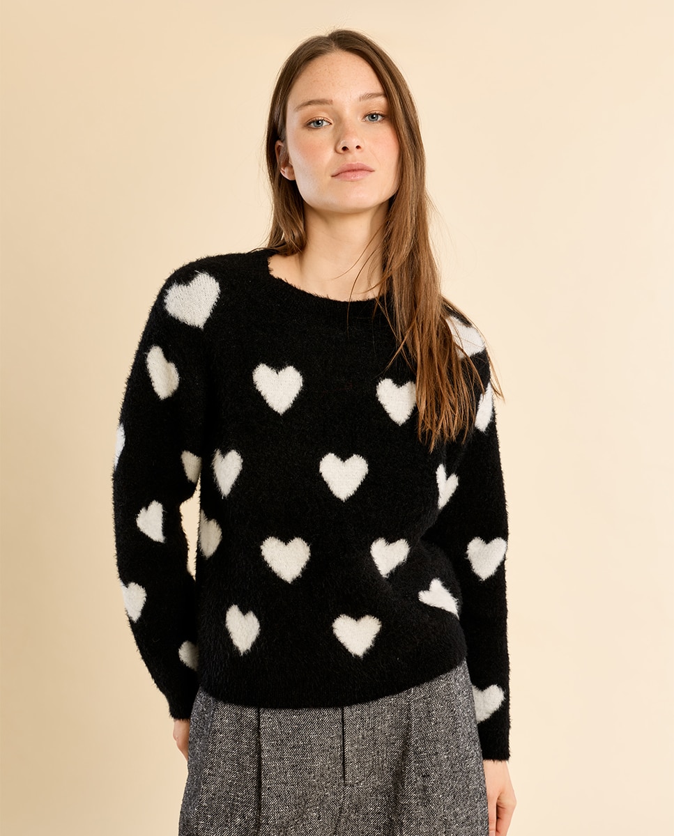 Jersey de mujer de manga larga con estampado - Molly Bracken - Negro Negro-3