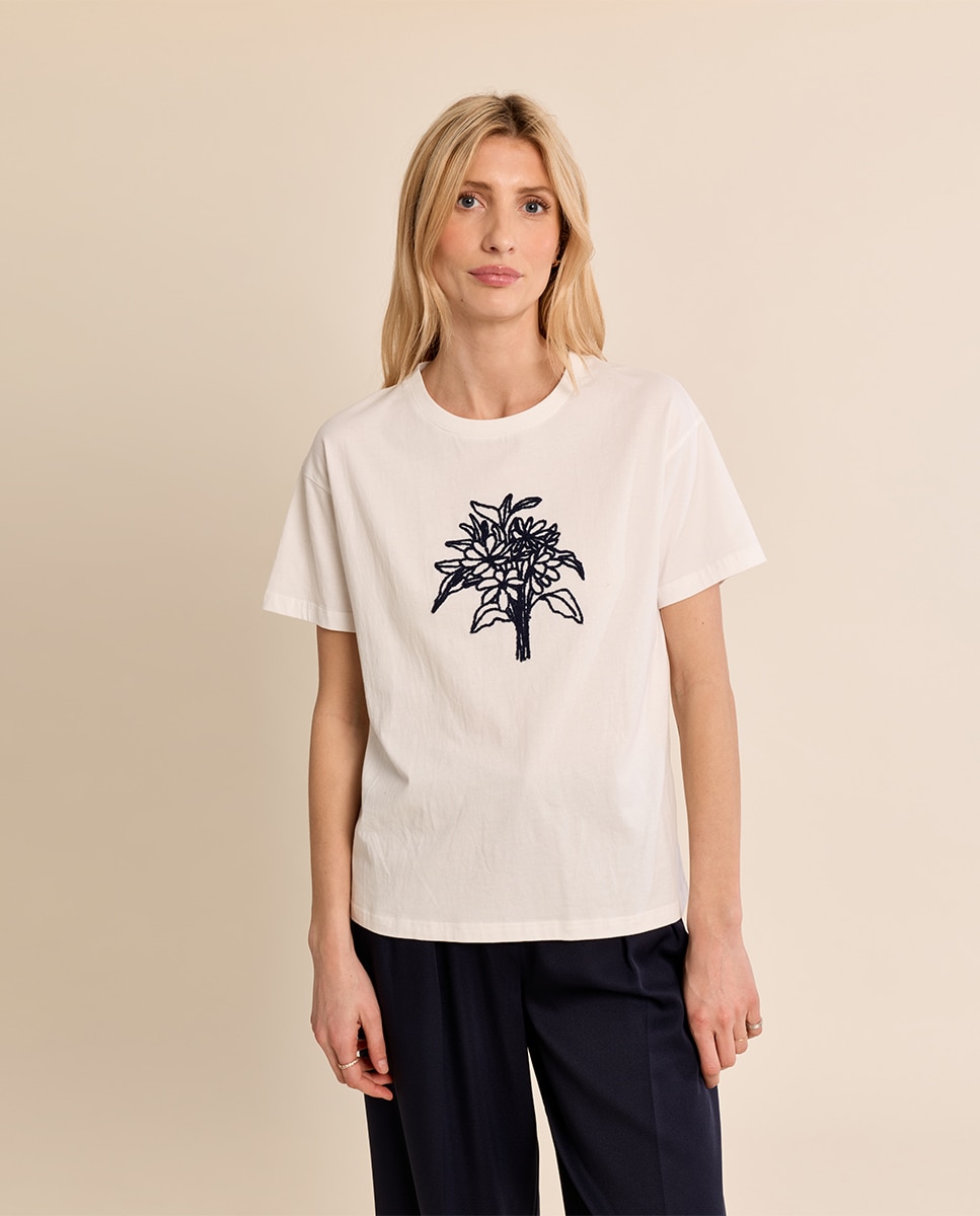 Camiseta de mujer de manga corta con estampado - Molly Bracken - Blanco Blanco-2