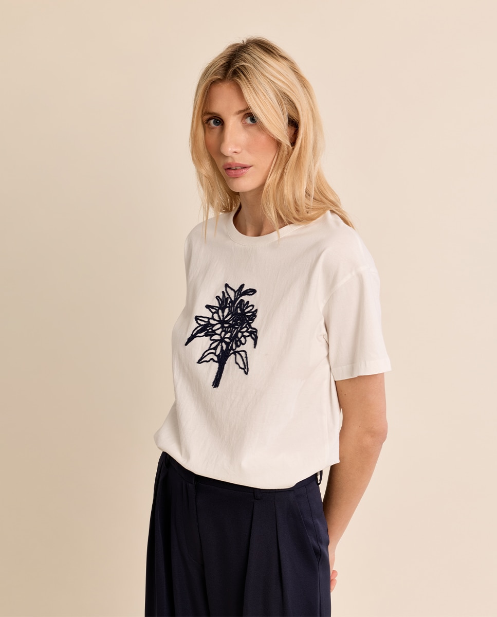 Camiseta de mujer de manga corta con estampado - Molly Bracken - Blanco Blanco-3