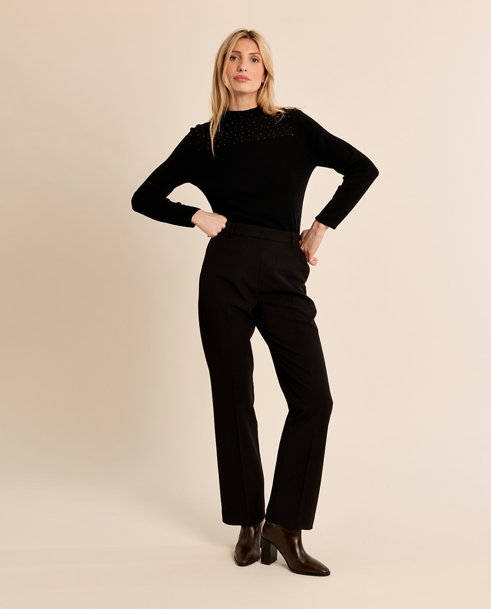 Jersey de manga larga detalle abalorios - Molly Bracken - Negro Negro-1
