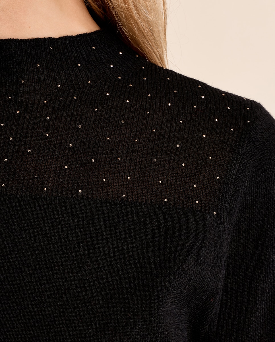 Jersey de manga larga detalle abalorios - Molly Bracken - Negro Negro-5
