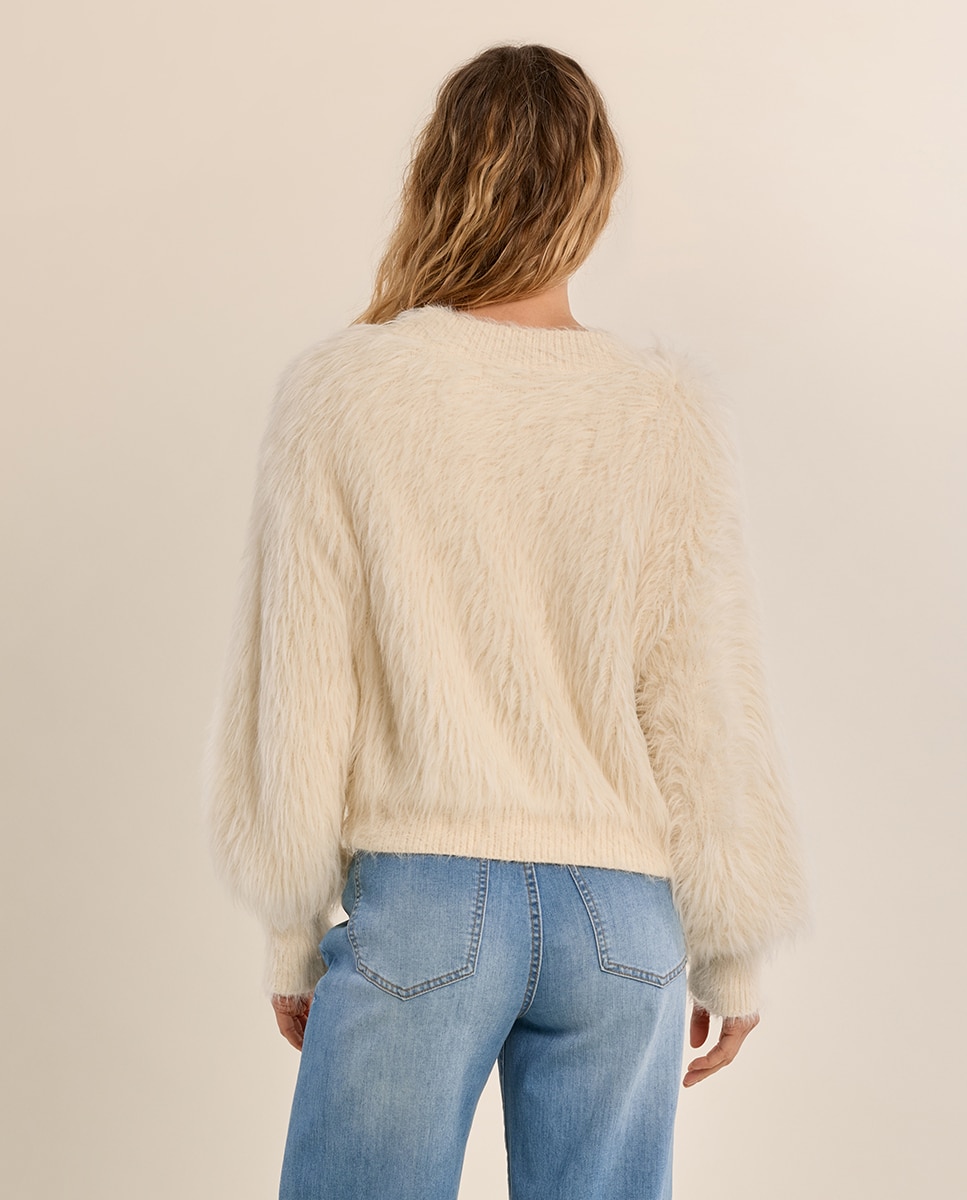Jersey de mujer de manga larga de peluche - Molly Bracken - Crema Crema-4
