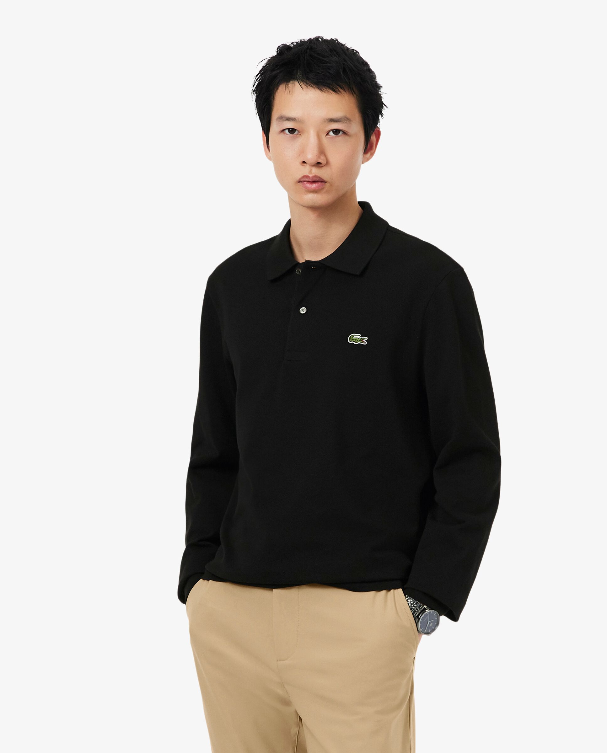 Polo de hombre de corte clásico de manga larga - Lacoste - Negro Negro-1