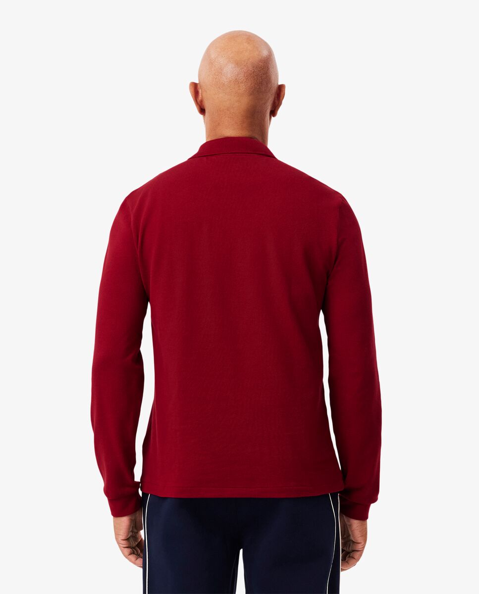 Polo de hombre de corte clásico de manga larga - Lacoste - Blanco / Burdeos Blanco / Burdeos-2