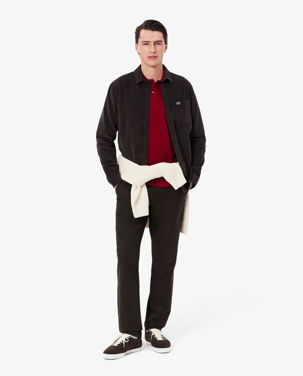 Polo de hombre de corte clásico de manga larga - Lacoste - Blanco / Burdeos Blanco / Burdeos-4