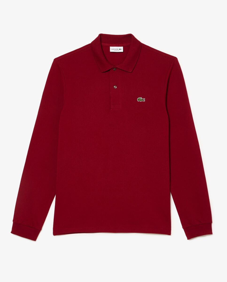 Polo de hombre de corte clásico de manga larga - Lacoste - Blanco / Burdeos Blanco / Burdeos-6