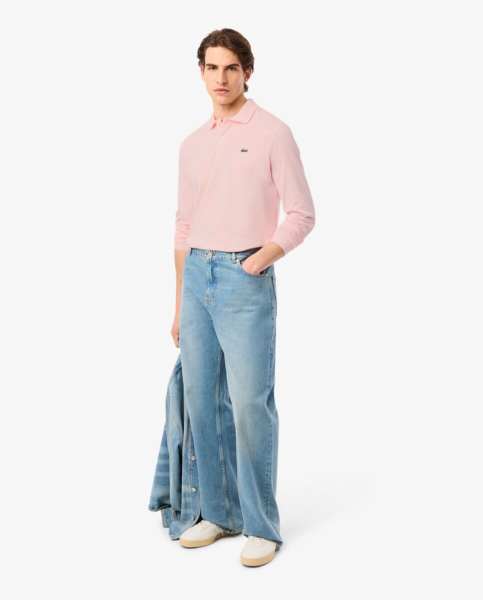 Polo de hombre de corte clásico de manga larga - Lacoste - Rosa Rosa-4