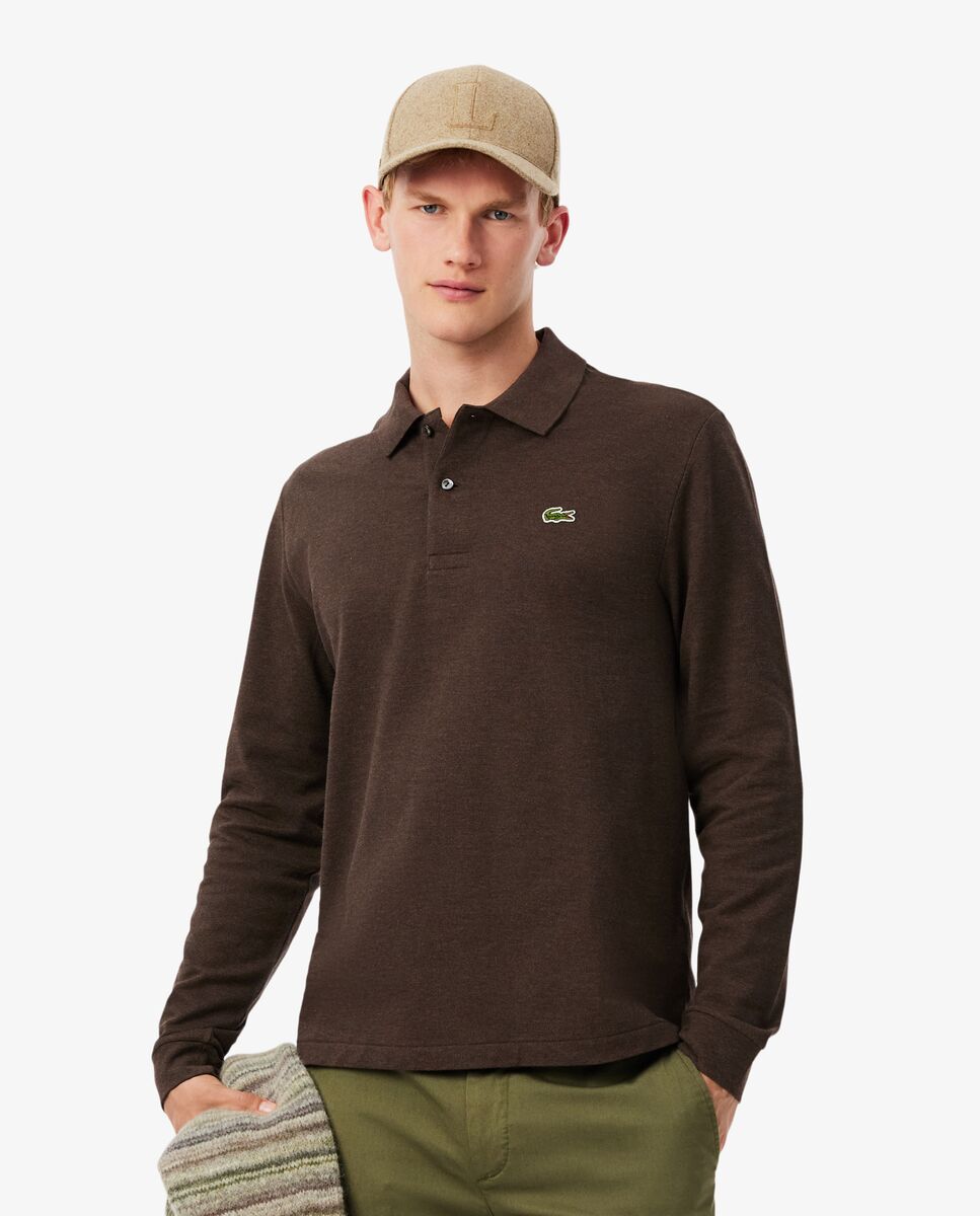 Polo de hombre de corte clásico de manga larga - Lacoste - Marrón chocolate Marrón chocolate-1
