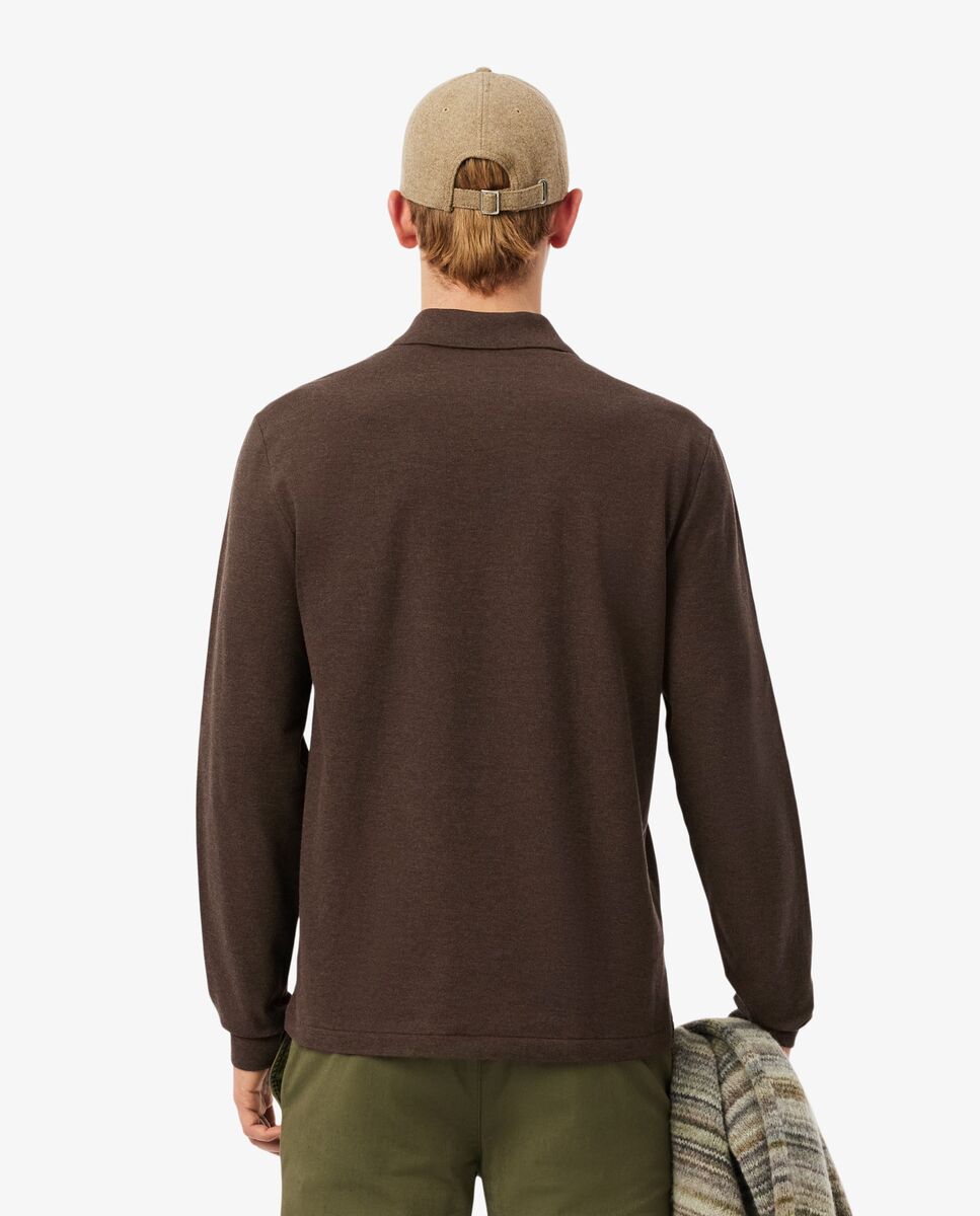 Polo de hombre de corte clásico de manga larga - Lacoste - Marrón chocolate Marrón chocolate-2