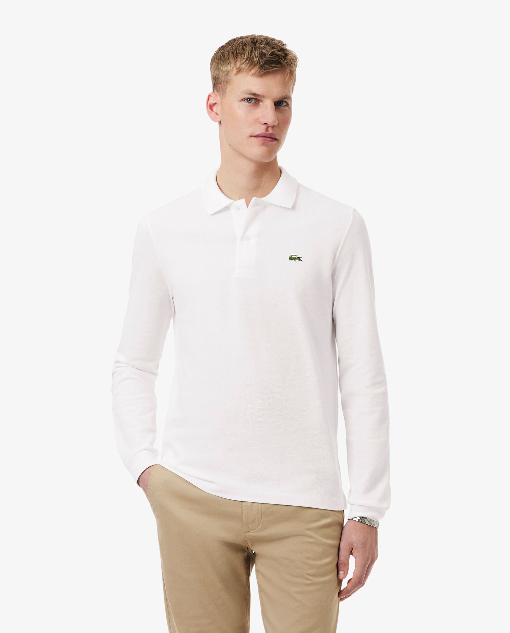 Polo de hombre de corte clásico de manga larga - Lacoste - Blanco Blanco-1