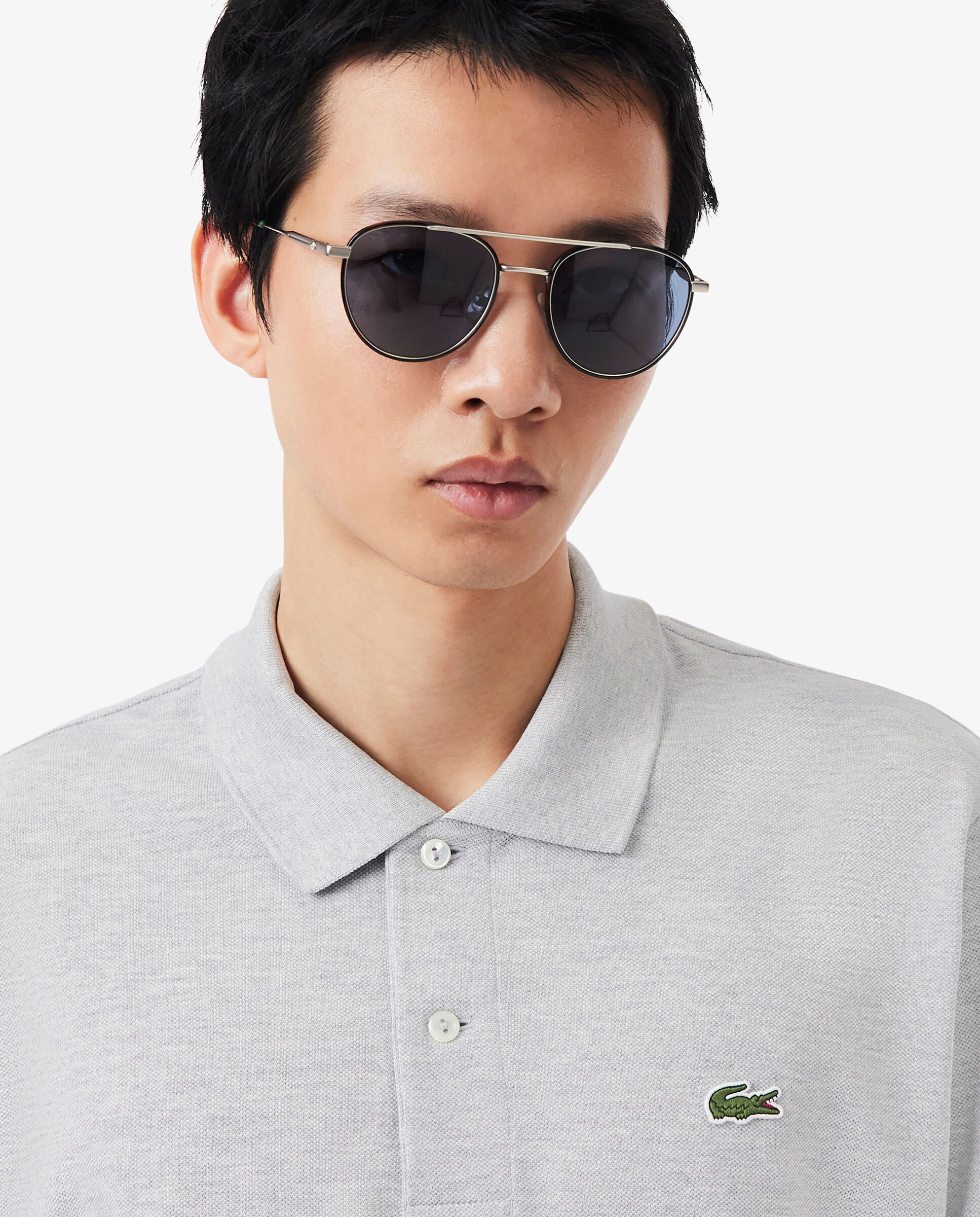 Polo de hombre jaspeado de corte clásico de manga corta - Lacoste - Piedra Piedra-3