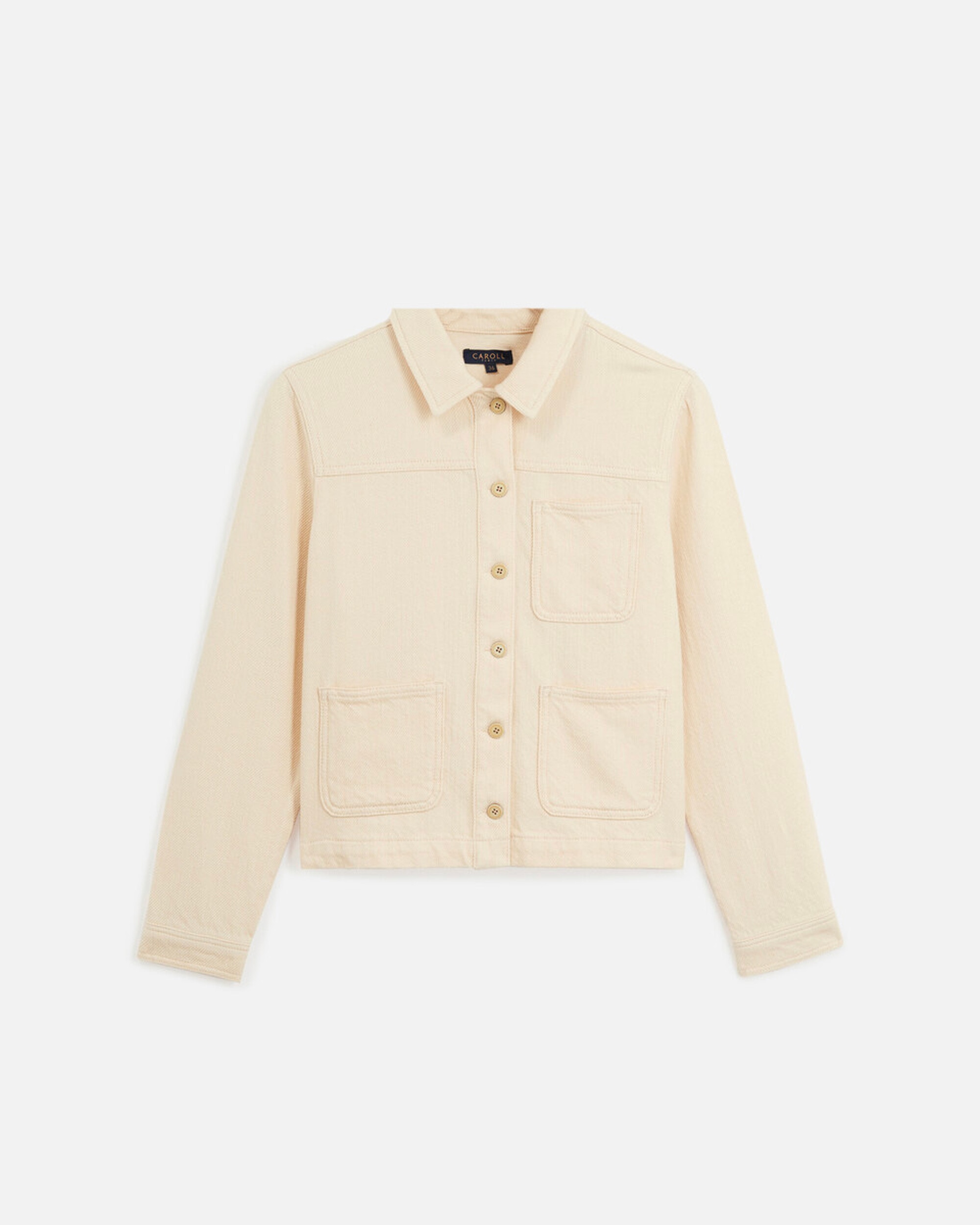 Chaqueta vaquera de mujer con bolsillos - Caroll - Crudo Crudo-4