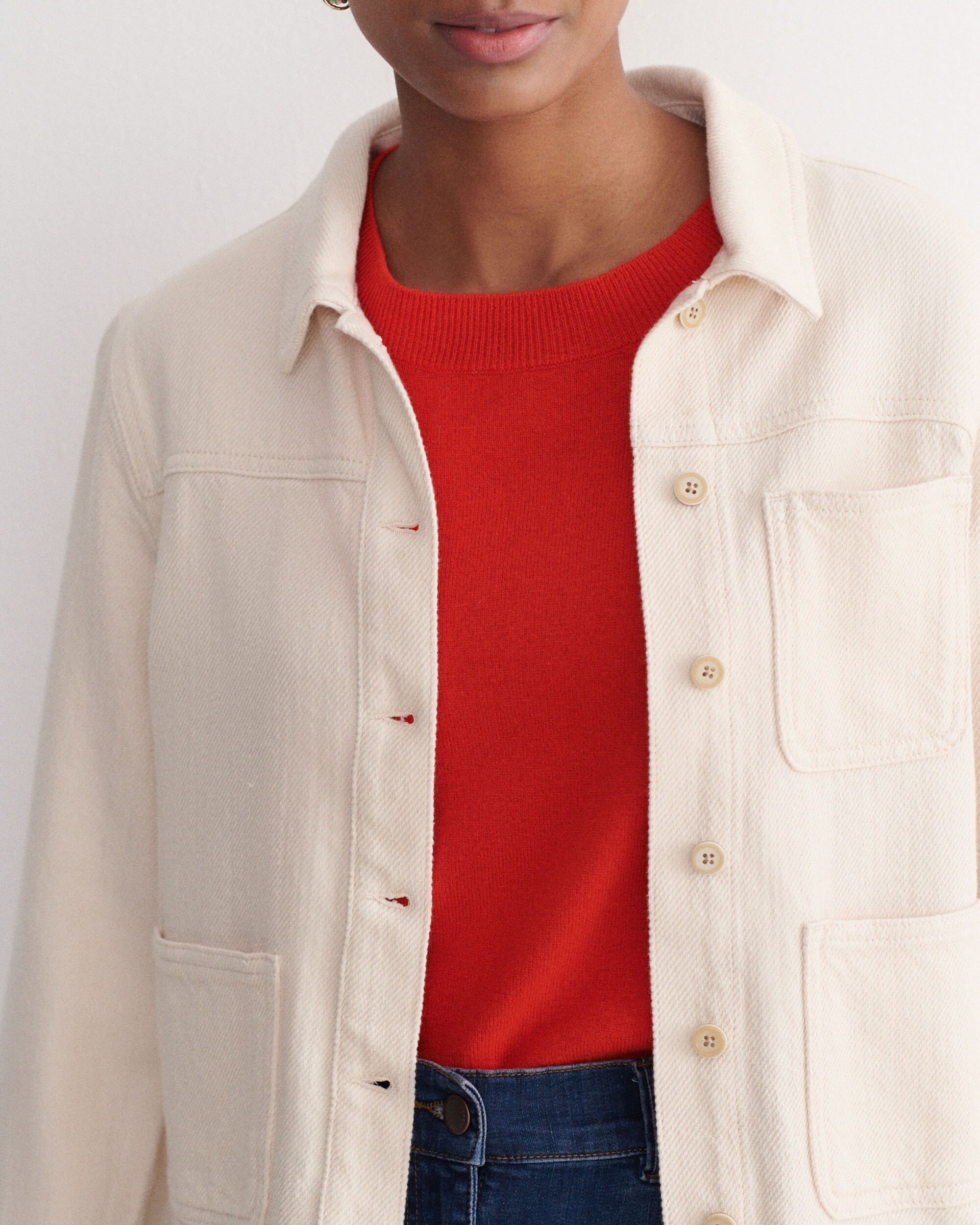 Chaqueta vaquera de mujer con bolsillos - Caroll - Crudo Crudo-3