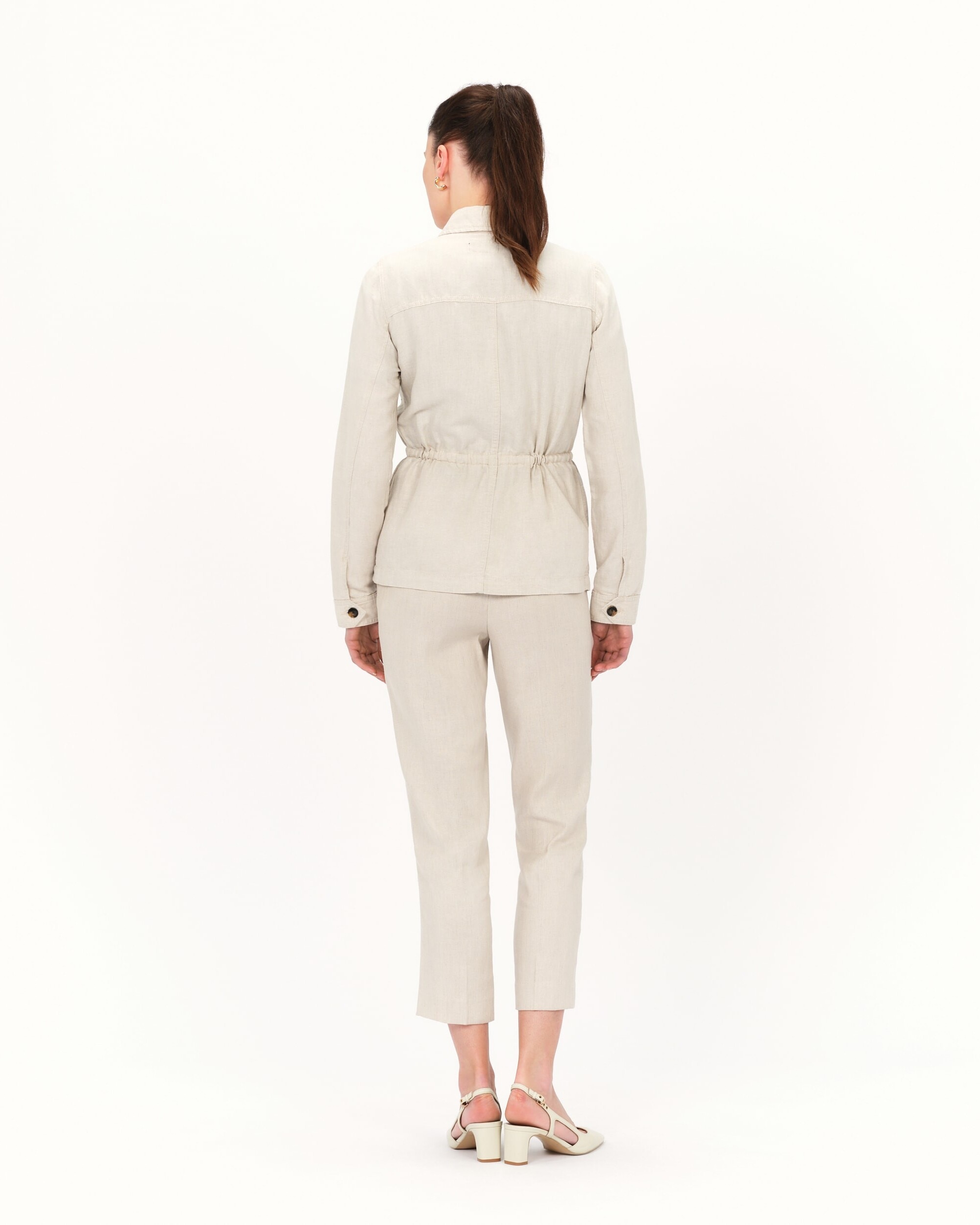 Chaqueta de mujer corte sahariana en lino - Caroll - Beige Beige-2