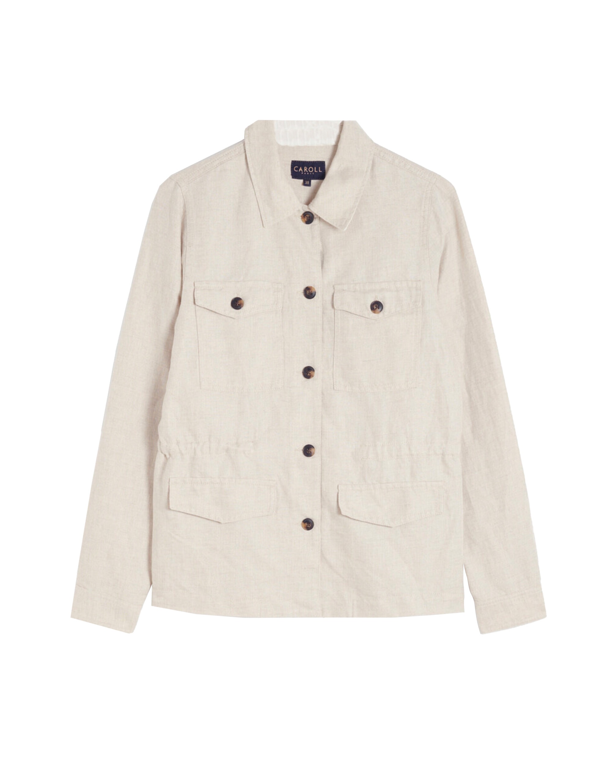 Chaqueta de mujer corte sahariana en lino - Caroll - Beige Beige-4