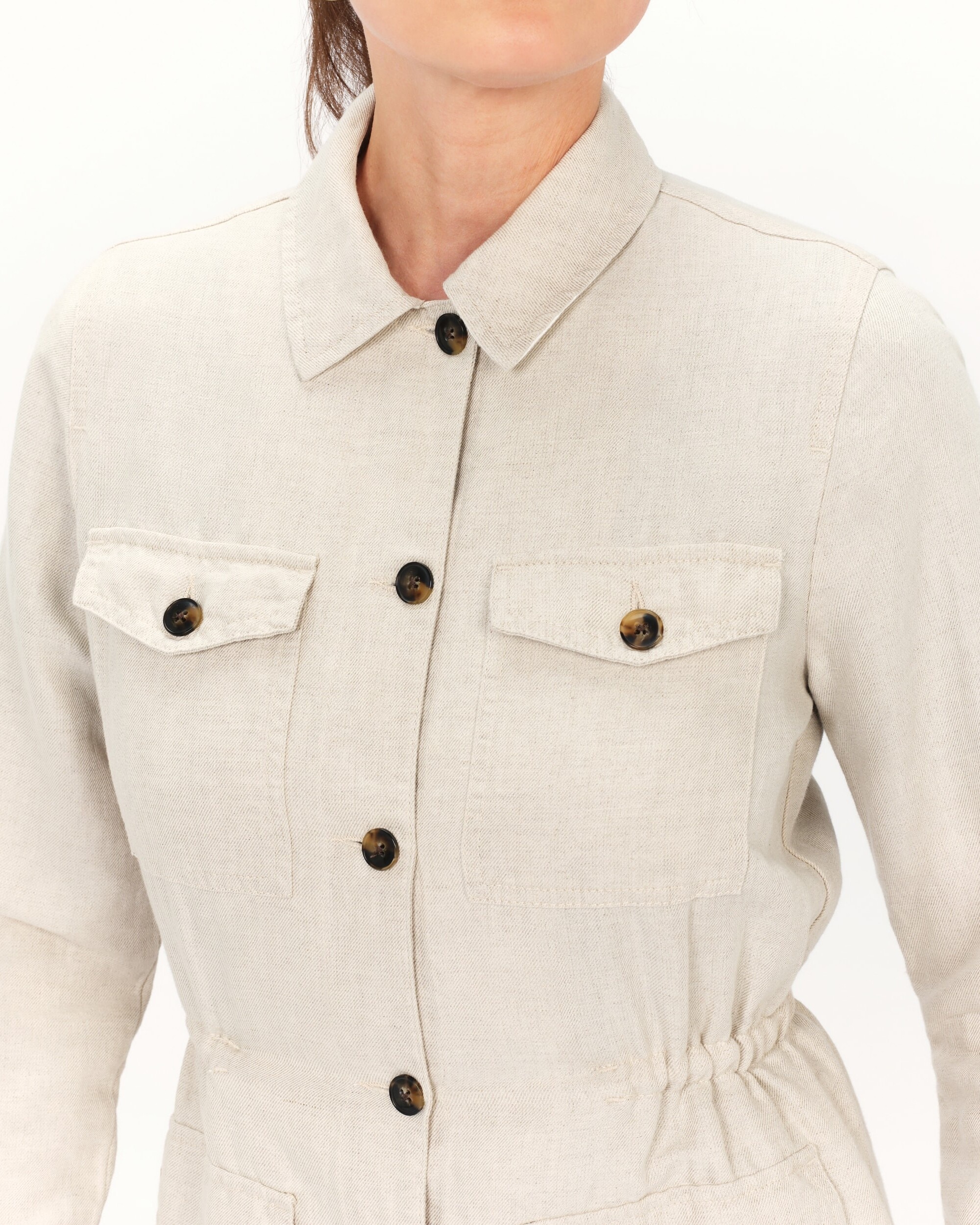 Chaqueta de mujer corte sahariana en lino - Caroll - Beige Beige-3