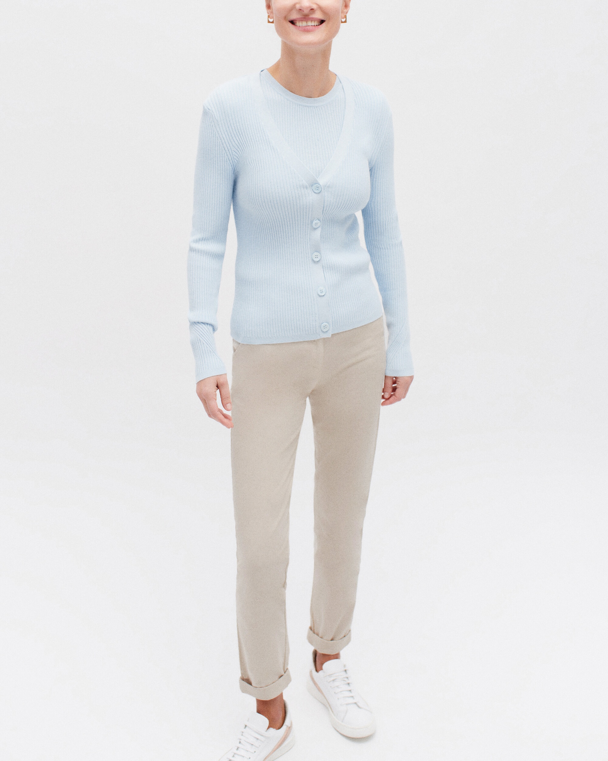 Caroll - Pantalón recto de mujer de corte slim tipo chino.