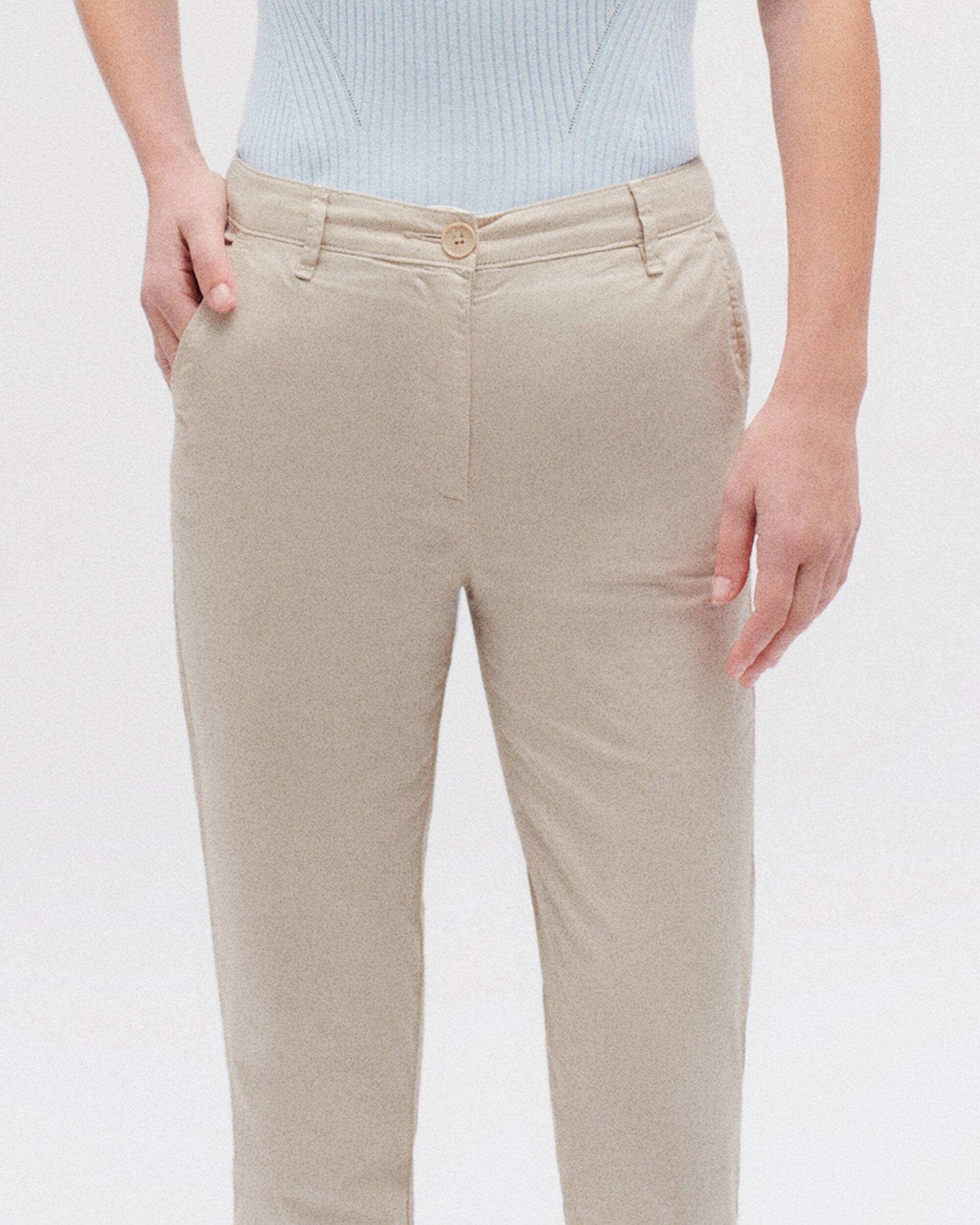 Pantalón de mujer de tiro alto en corte slim - Caroll - Beige Beige-3