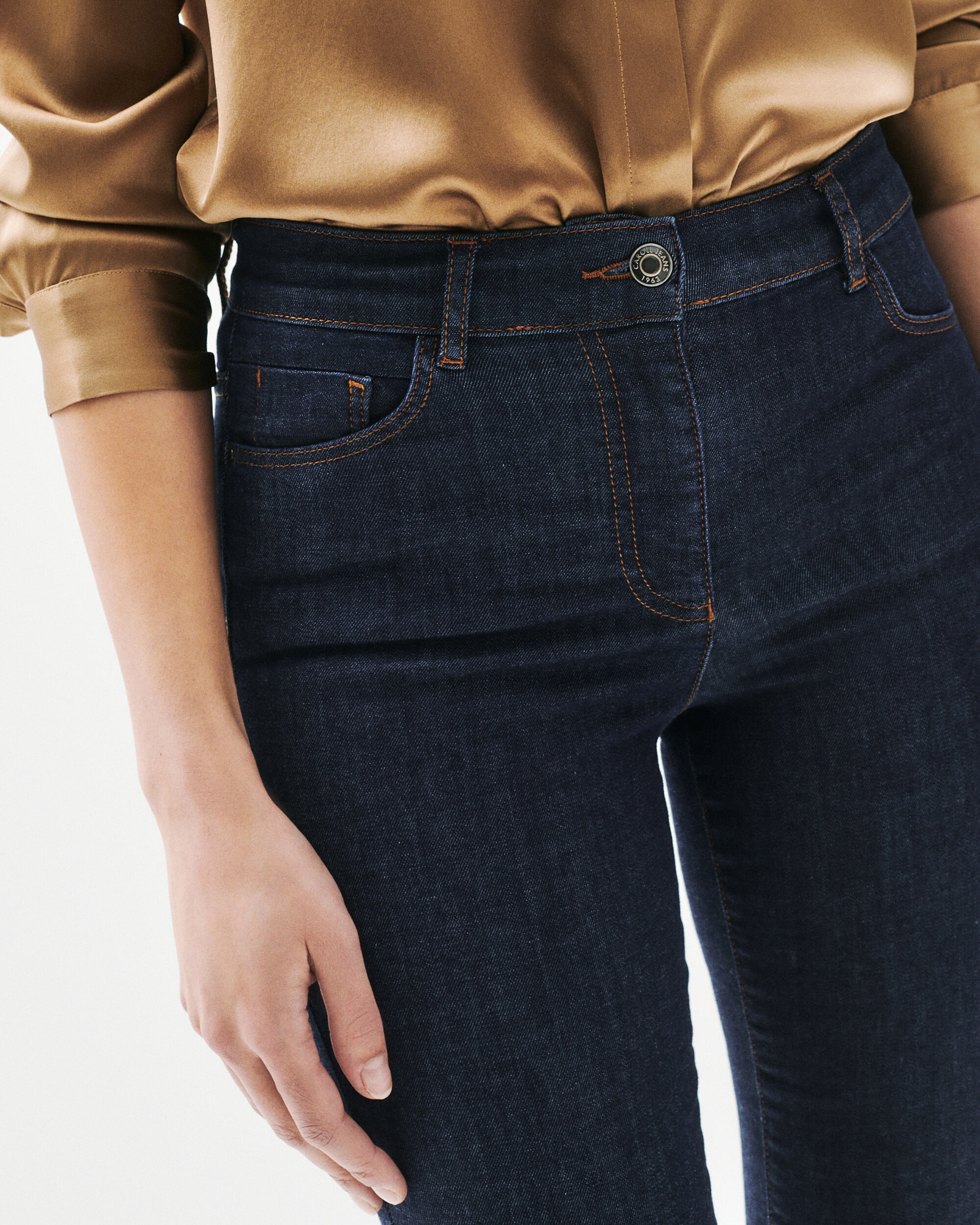 Vaquero pitillo de mujer slim cropped - Caroll - Azul oscuro Azul oscuro-3