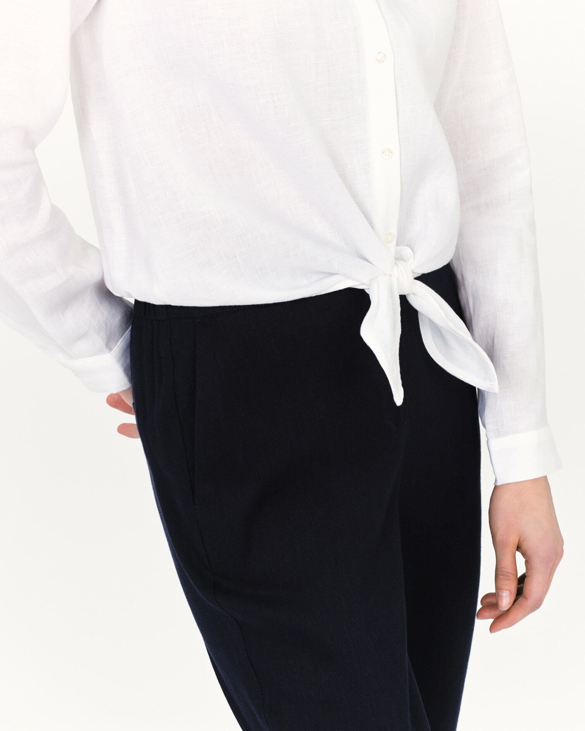 Camisa de mujer con lazo en lino 100% - Caroll - Blanco Blanco-4