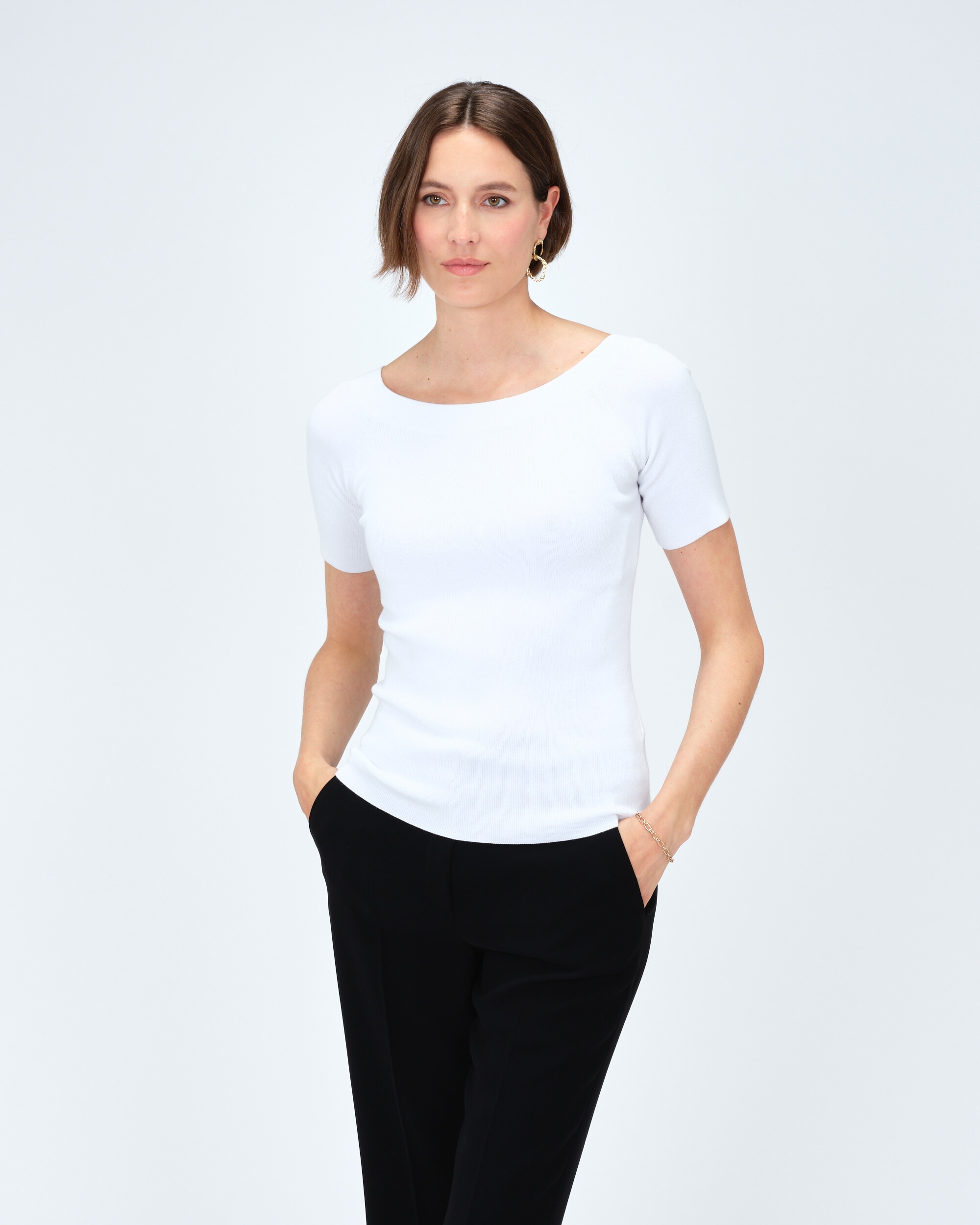 Caroll - Jersey de mujer con escote barco y manga corta.
