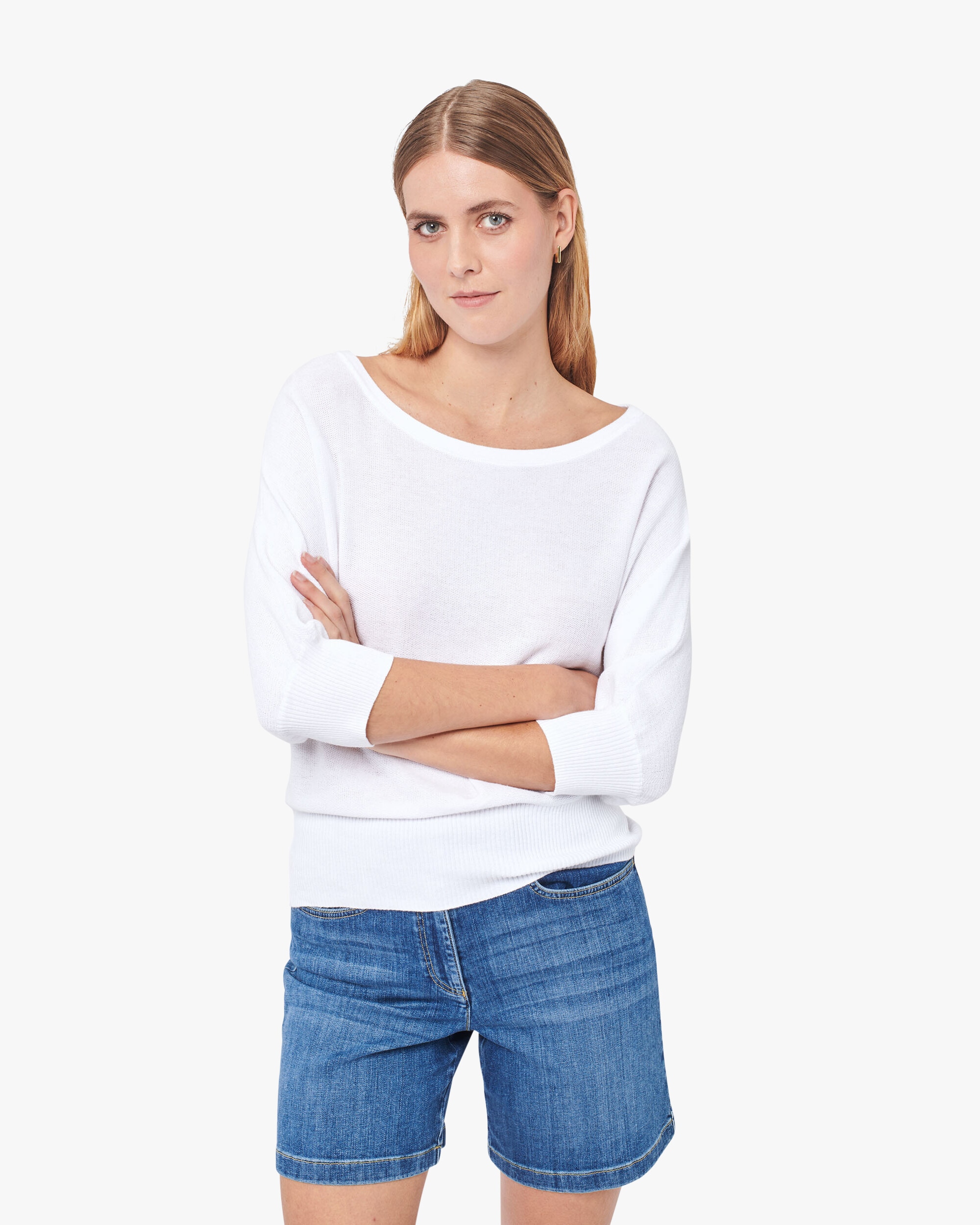 Imagen 0 de Jersey de mujer con escote barco y manga francesa