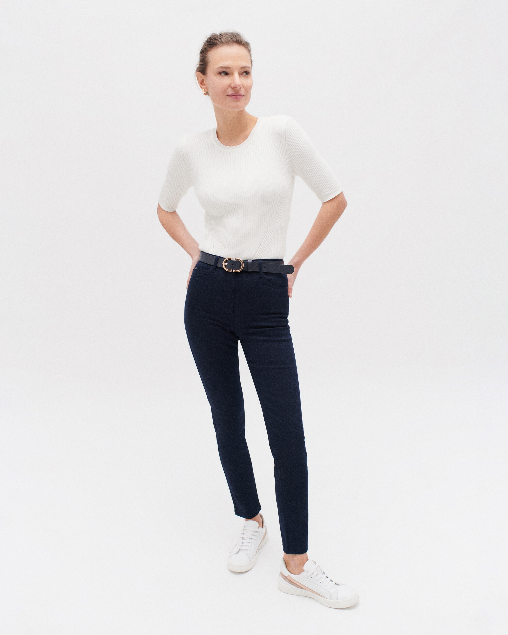 Pantalón de mujer 5 bolsillos skinny - Azul oscuro Azul oscuro-1