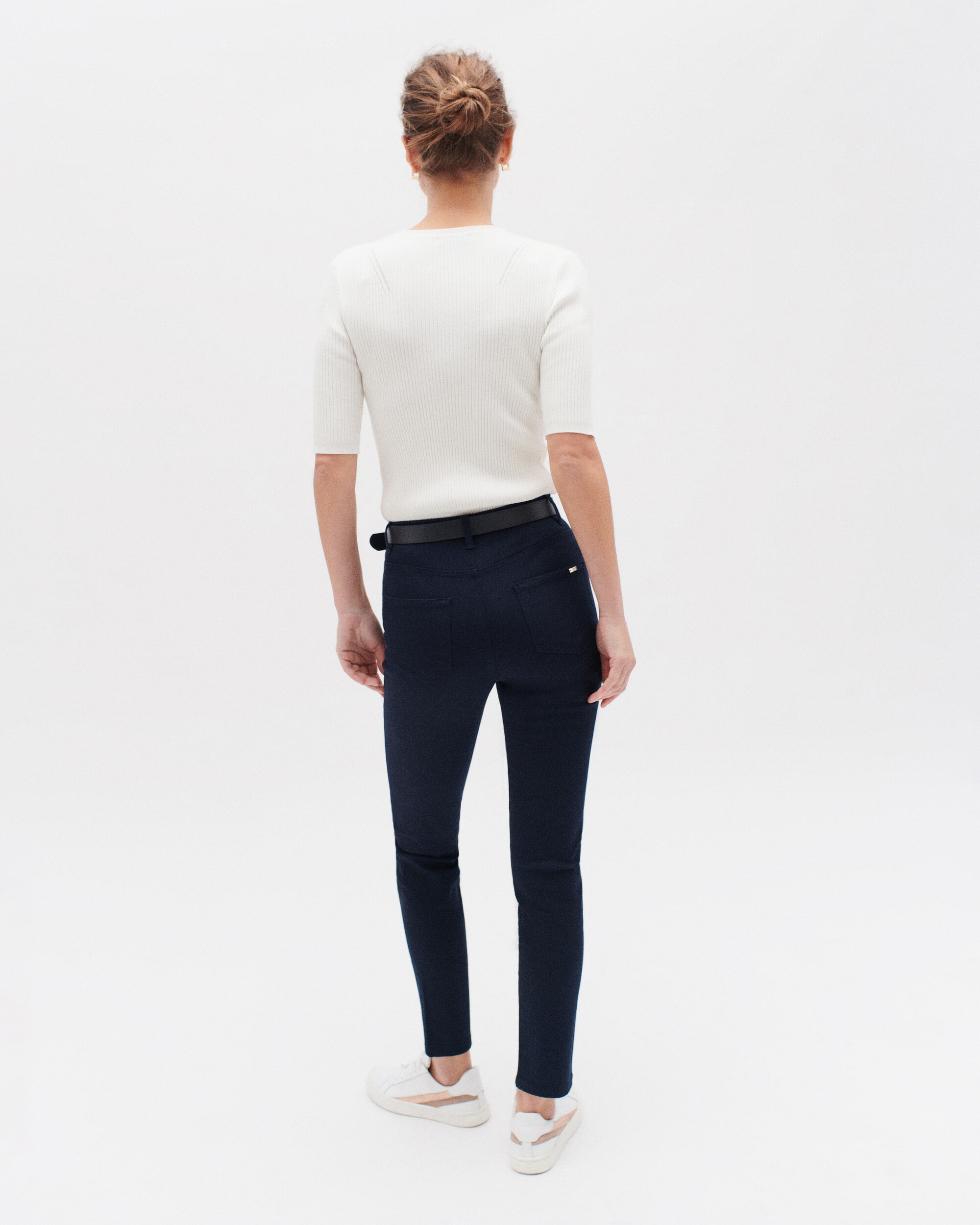 Pantalón de mujer 5 bolsillos skinny - Azul oscuro Azul oscuro-2