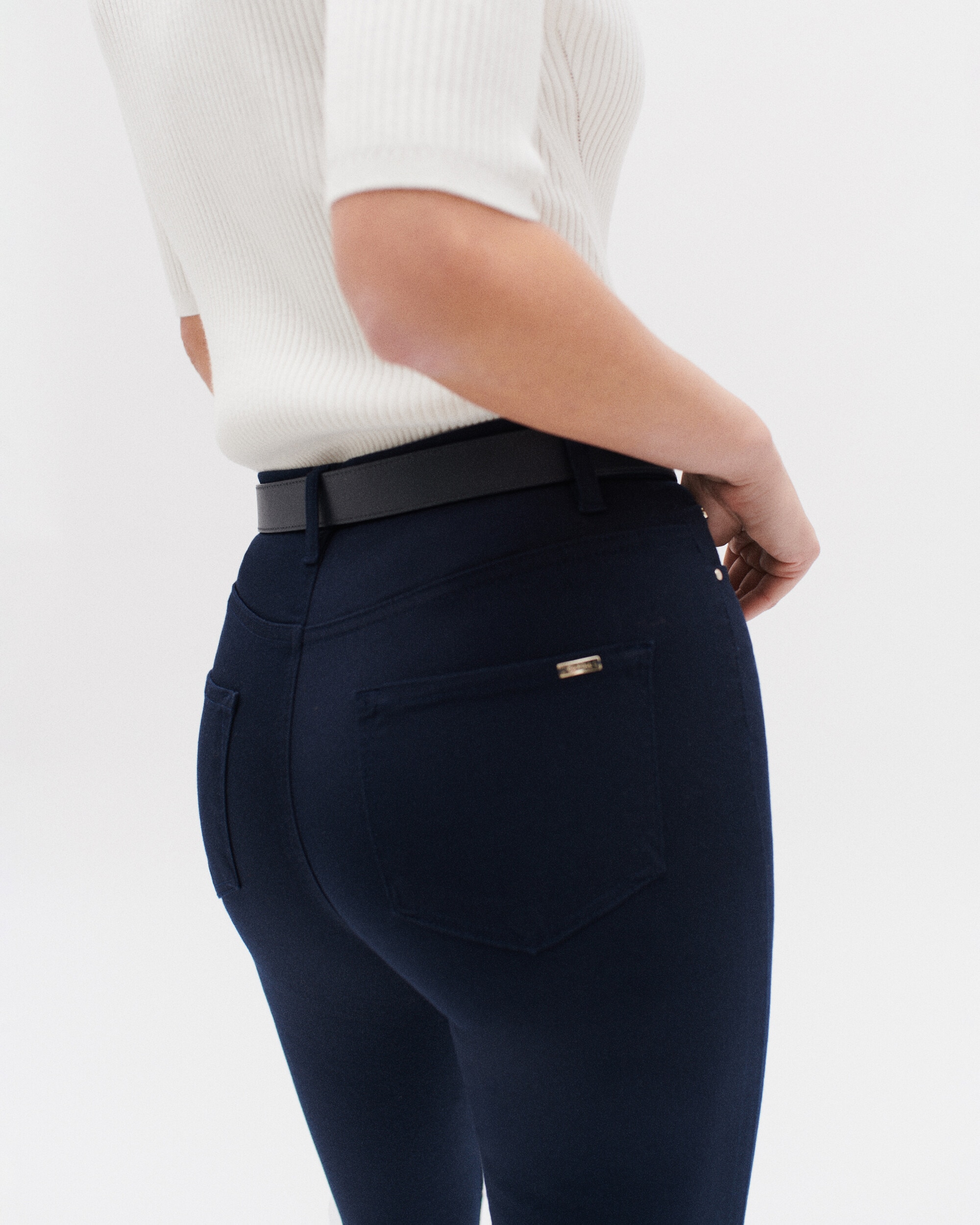 Pantalón de mujer 5 bolsillos skinny - Azul oscuro Azul oscuro-3