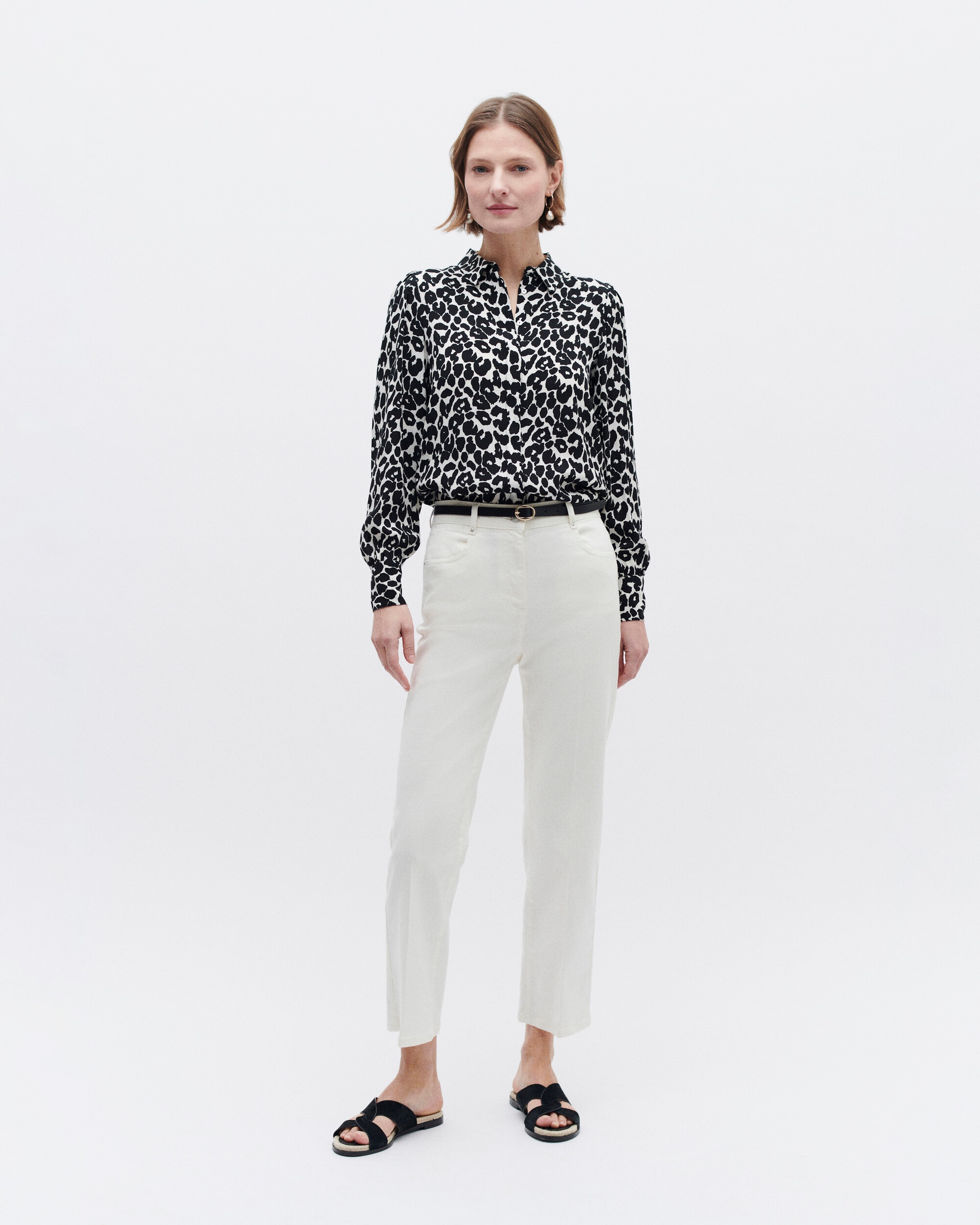 Caroll - Pantalón de mujer corte slim estilo 7/8.