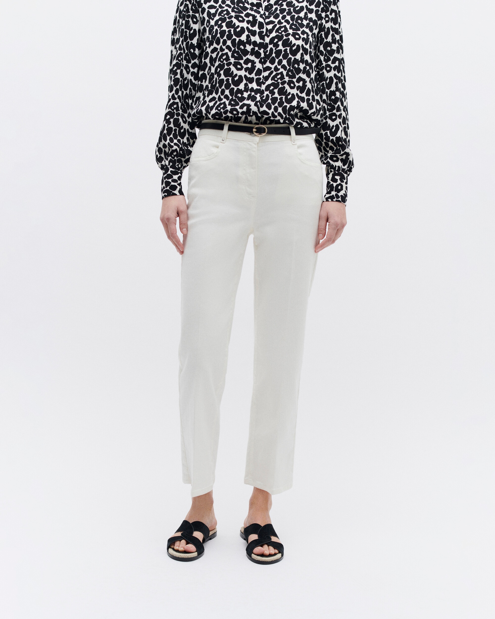 Pantalón de mujer corte slim estilo 7/8 - Caroll - Crudo Crudo-4