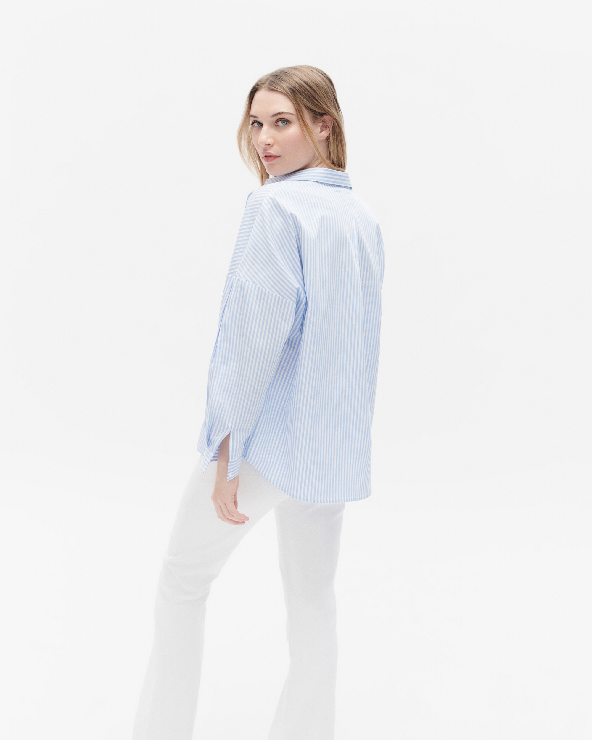 Camisa de mujer a rayas de manga larga - Caroll - Azul / Blanco Azul / Blanco-2