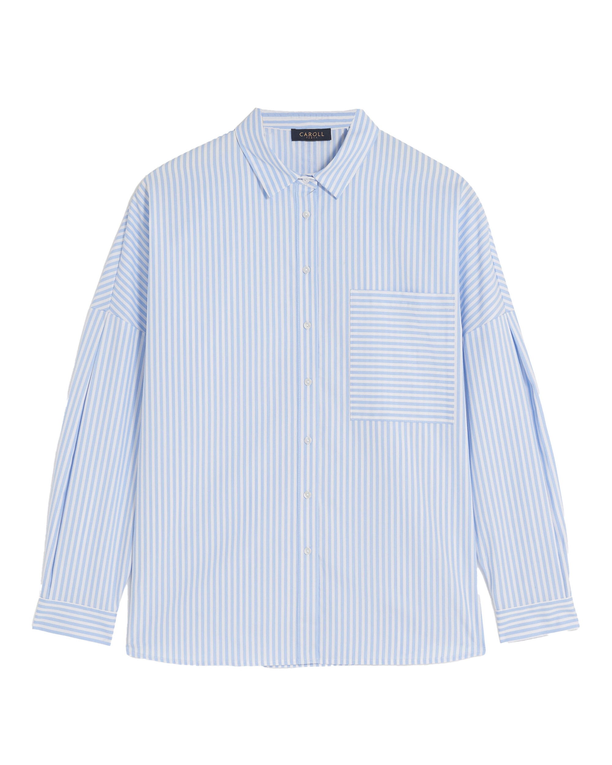 Camisa de mujer a rayas de manga larga - Caroll - Azul / Blanco Azul / Blanco-4