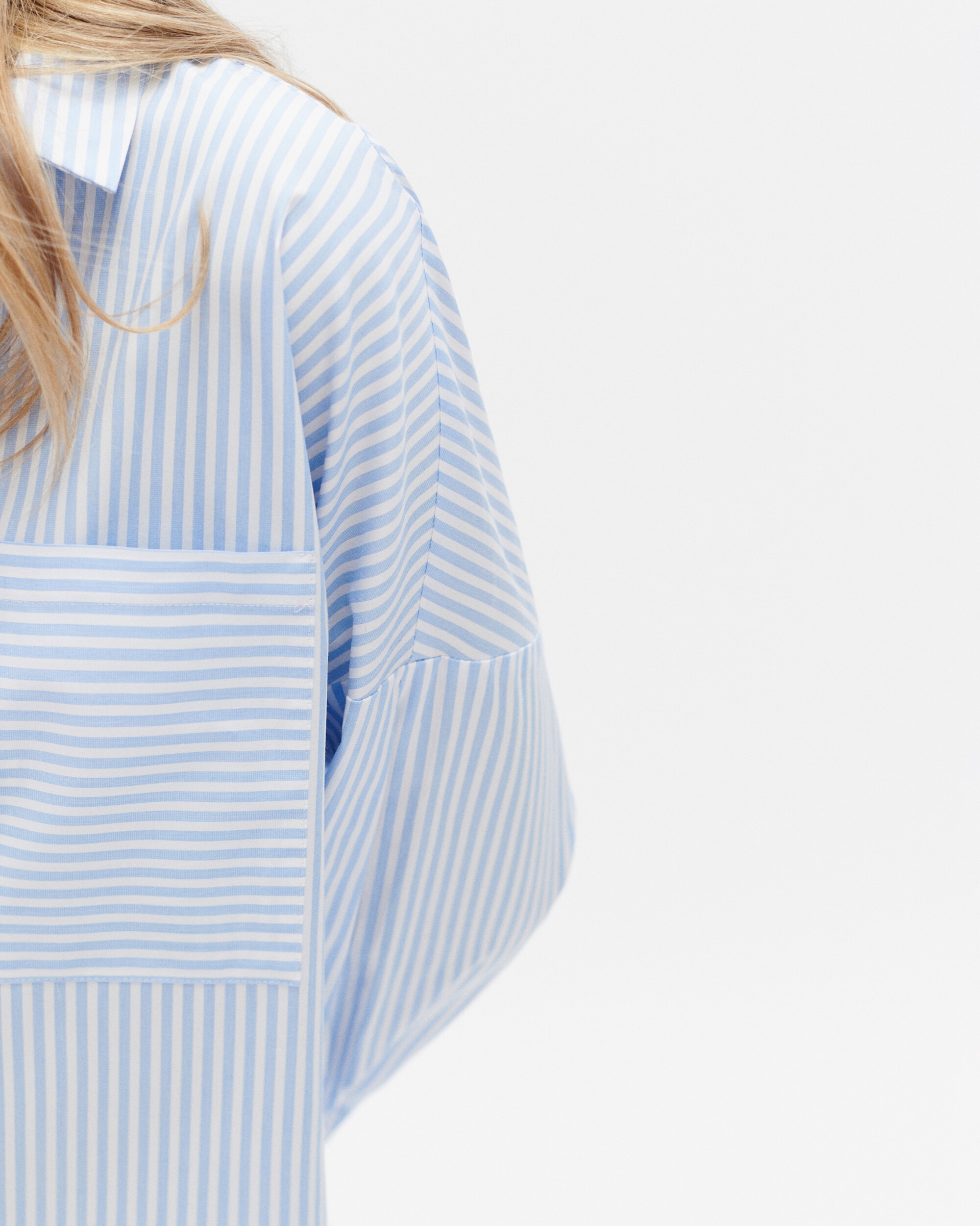 Camisa de mujer a rayas de manga larga - Caroll - Azul / Blanco Azul / Blanco-3