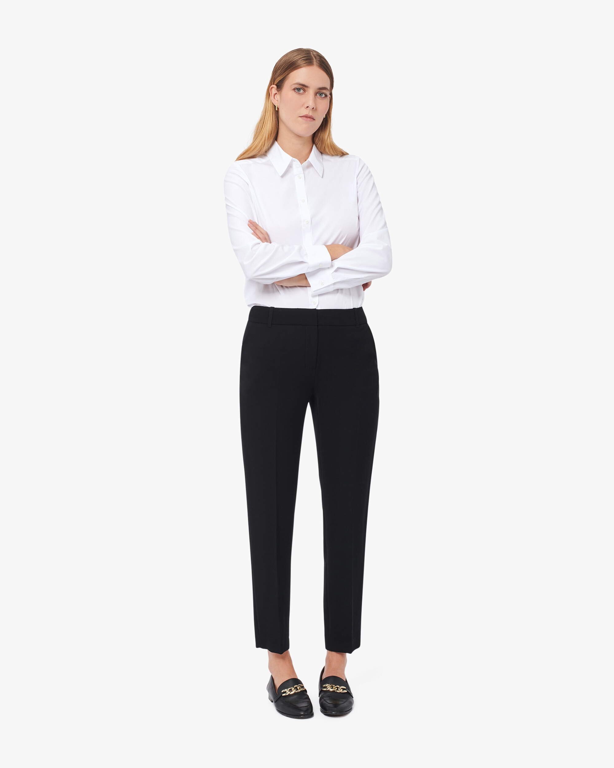 Pantalón pitillo de mujer con pinzas de corte 7/8 - Caroll - Negro Negro-1