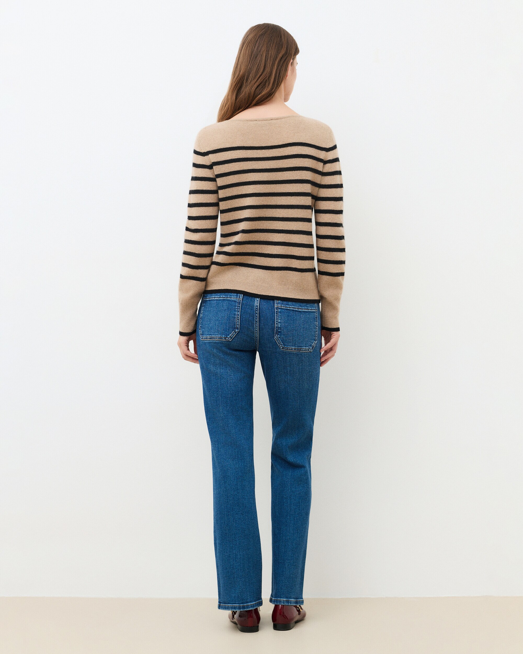 Jersey de mujer con rayas en cachemire 100% - Caroll - Beige Beige-2